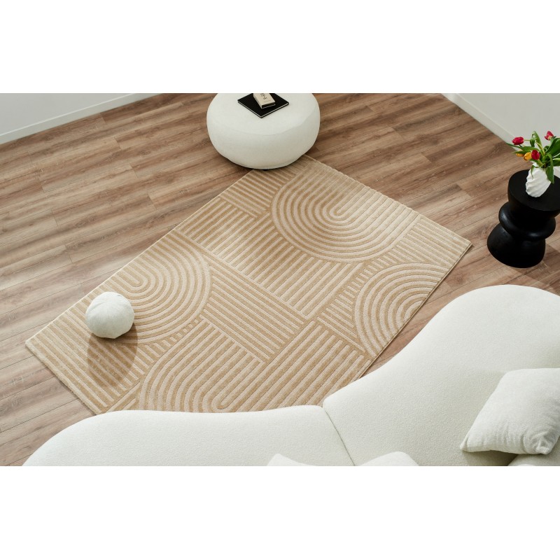 Tapis Olga beige motif en relief 80x300 cm