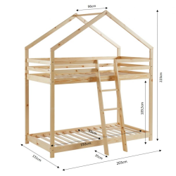 Lit cabane superposé TINYpin naturel90x190 sommier inclus