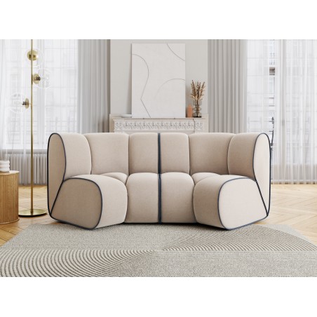 Canapé droit LEONIE fixe velours beige 3 places