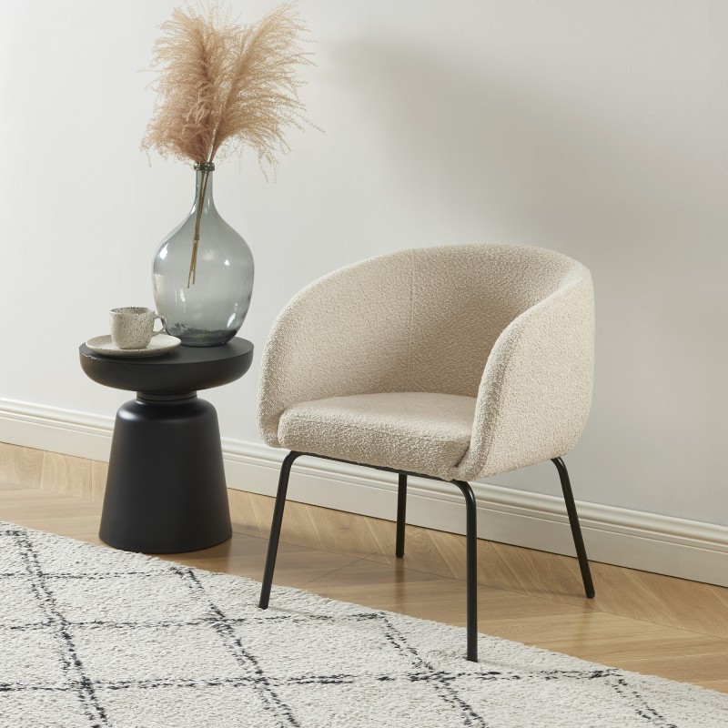 Fauteuil BELORA en tissu bouclette beige