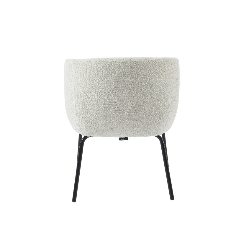 Fauteuil BELEM en tissu bouclette blanc