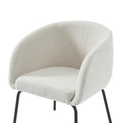 Fauteuil BELEM en tissu bouclette blanc