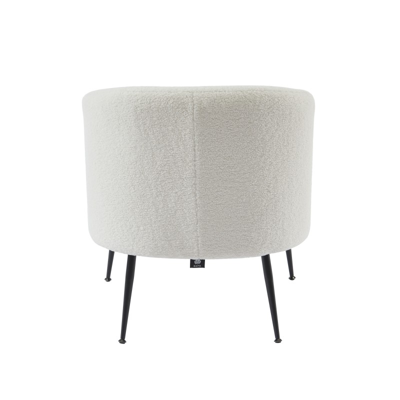 Fauteuil TOMMY en tissu bouclette blanc