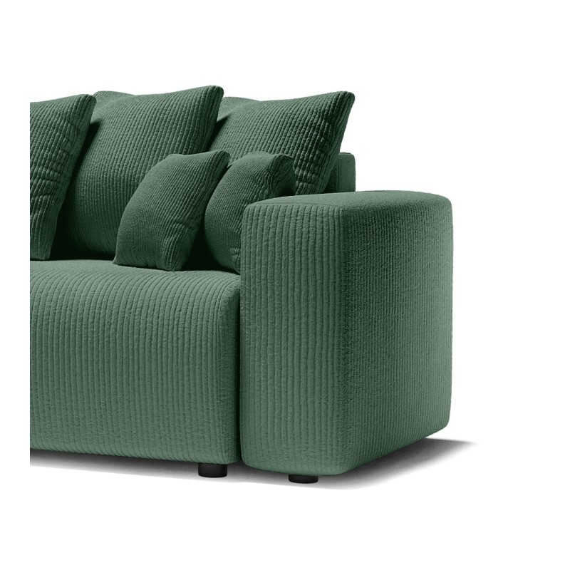 Canapé droit XL LEA convertible velours côtelé vert 5 places