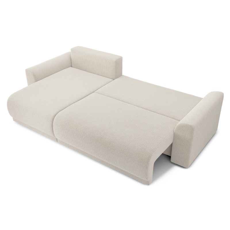 Canapé angle NOVA convertible velours côtelé beige 4 places