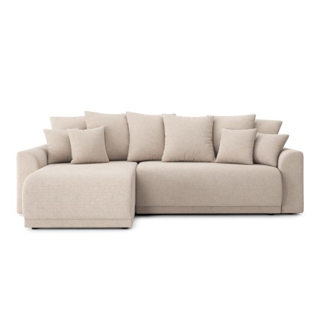 Canapé angle NOVA convertible tissu beige 4 places