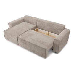 Canapé d'angle MIRA convertible et réversible velours côtelé grège