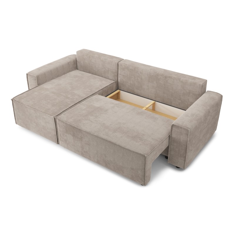 Canapé d'angle MIRA convertible et réversible velours côtelé grège