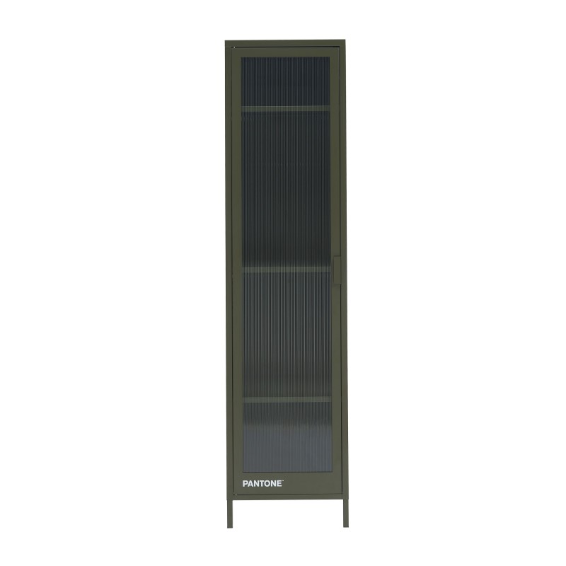 Vestiaire PANTONE vert olive foncé porte en verre cannelé