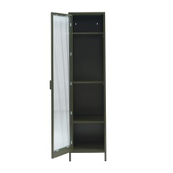Vestiaire PANTONE vert olive foncé porte en verre cannelé