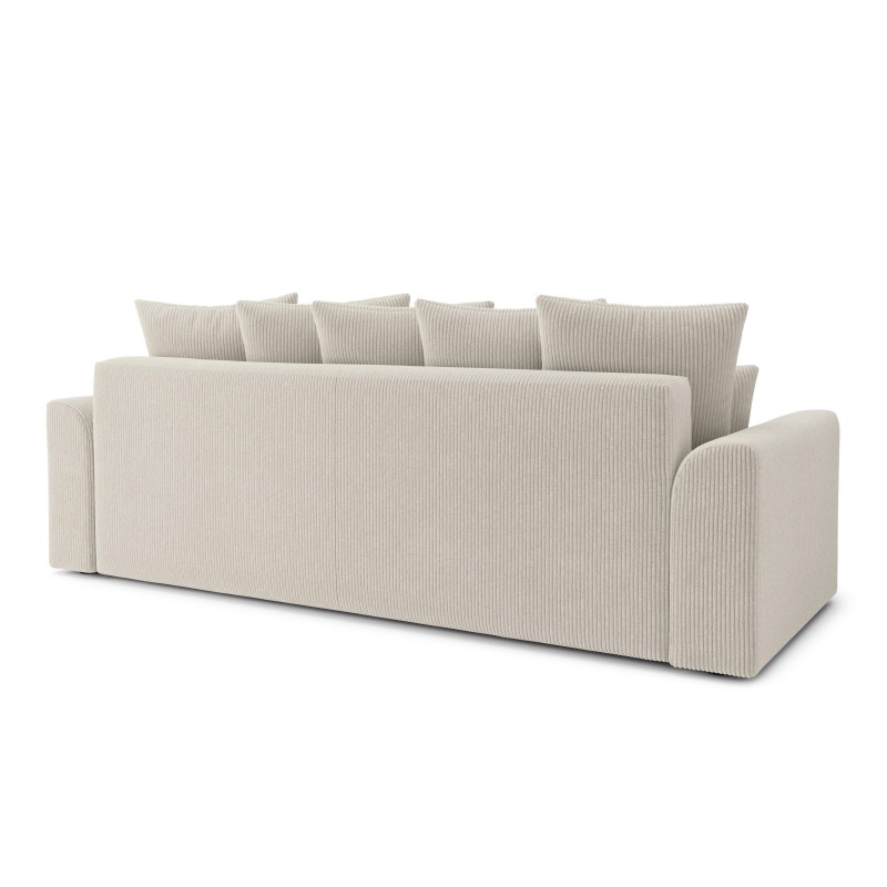 Canapé droit NOVAconvertiblevelours cotêlé beige 3 places