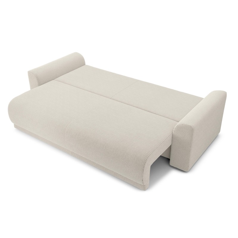 Canapé droit NOVAconvertiblevelours cotêlé beige 3 places