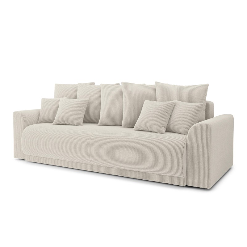Canapé droit NOVAconvertiblevelours cotêlé beige 3 places
