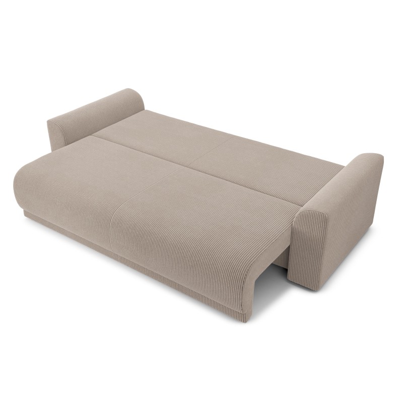 Canapé droit NOVAconvertiblevelours cotêlé grège 3 places