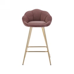 Lot de 2 tabourets CORAIL en velours rose avec pieds dorés