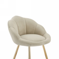 Lot de 2 tabourets CORAIL en velours beige avec pieds dorés