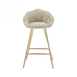 Lot de 2 tabourets CORAIL en velours beige avec pieds dorés