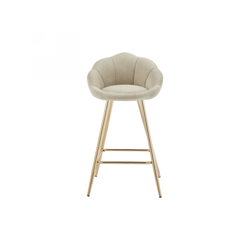 Lot de 2 tabourets CORAIL en velours beige avec pieds dorés
