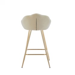 Lot de 2 tabourets CORAIL en velours beige avec pieds dorés