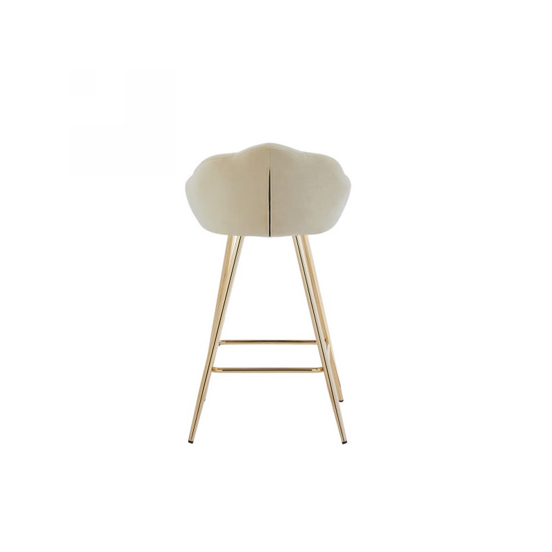 Lot de 2 tabourets CORAIL en velours beige avec pieds dorés