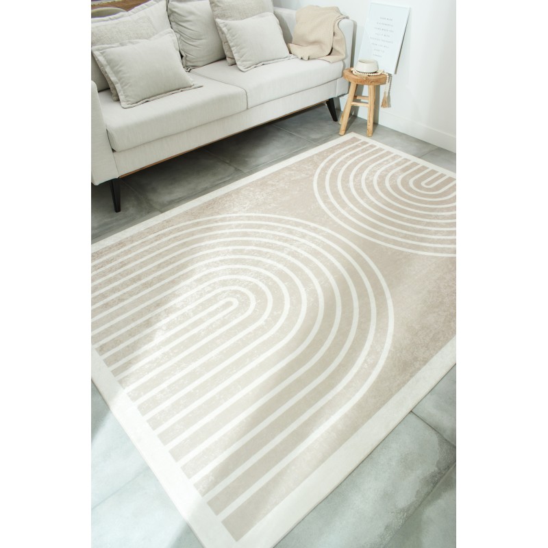 Tapis ALVA beige motif arc en ciel 120x160 cm
