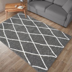 Tapis THEA anthracite motif losange 80x140 cm