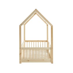 Lit cabane avec barrières TINY pin massif 70x140 sommier inclus