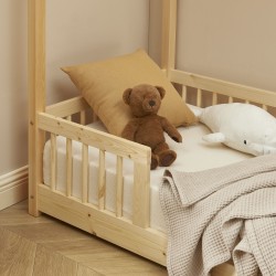 Lit cabane avec barrières TINY pin massif 70x140 sommier inclus
