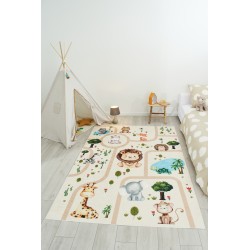 Tapis NOE beige motif animaux 160x230 cm