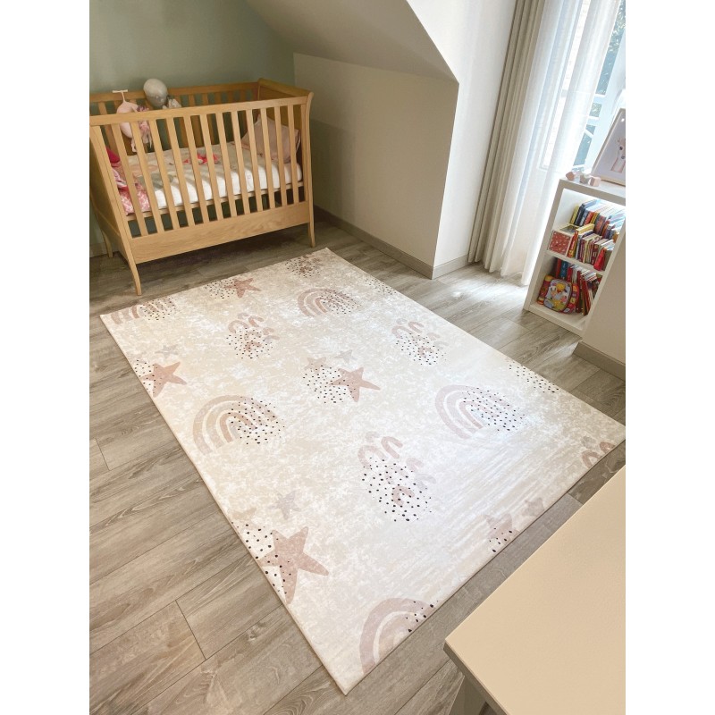 Tapis NOE crème motif étoiles 160x230 cm