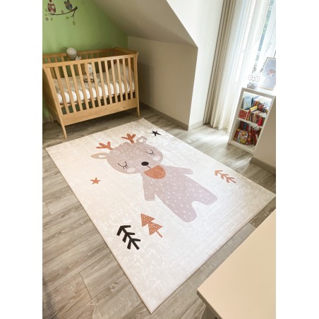 Tapis NOE marron motif renne 120x160 cm