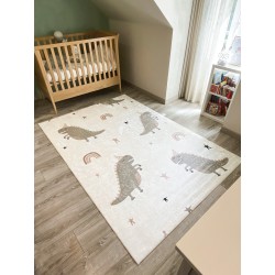 Tapis NOE vert motif dinosaures 120x160 cm