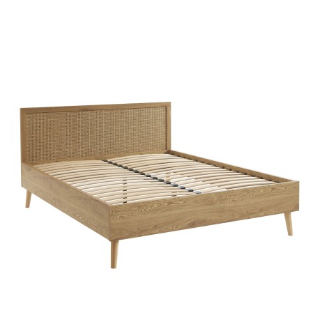 Lit double INES cannage rotin 160x200 sommier inclus