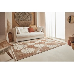 Tapis MOOREA terracotta et blanc aspect jute 120x170cm