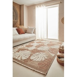 Tapis MOOREA terracotta et blanc aspect jute 120x170cm