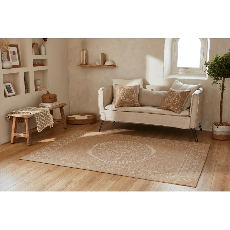 Tapis PONZA marron et blanc aspect jute 160x230cm