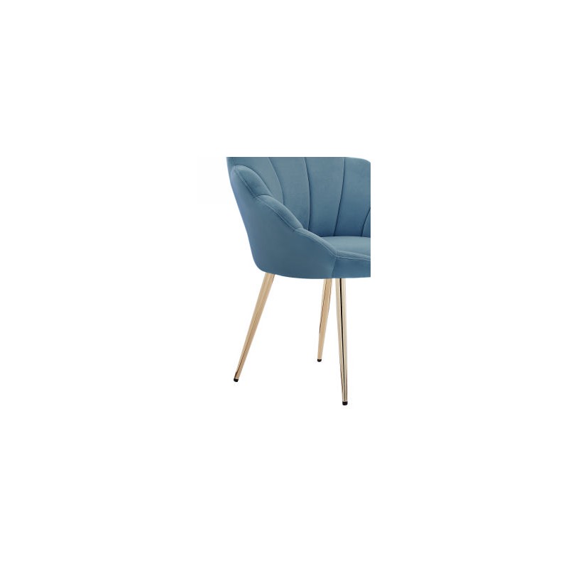 Fauteuil CORAIL velours bleu avec piétement doré
