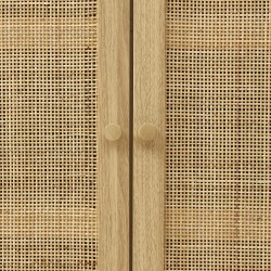 Buffet HELENA effet chêne et cannage rotin 2 portes 80 cm