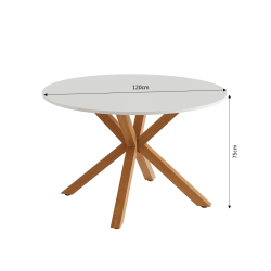 Table à manger ronde HARRY blanc et effet chêne 120cm