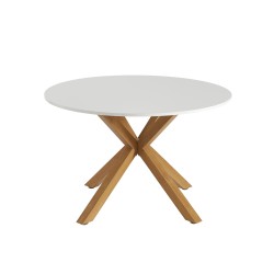 Table à manger ronde HARRY blanc et effet chêne 120cm