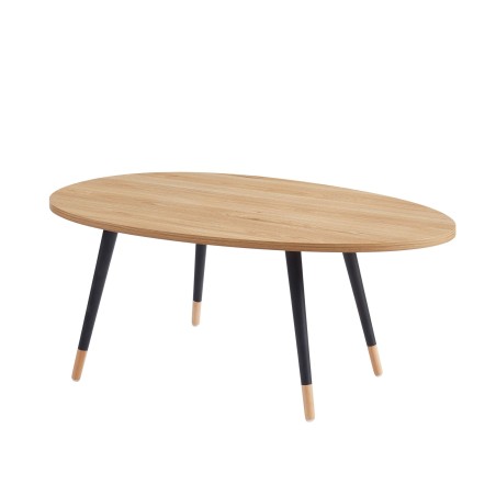 Table basse ORGANIC effet chêne pieds noirs 98cm