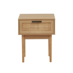 Lot de 2 chevets AMANA effet chêne et cannage rotin 40cm