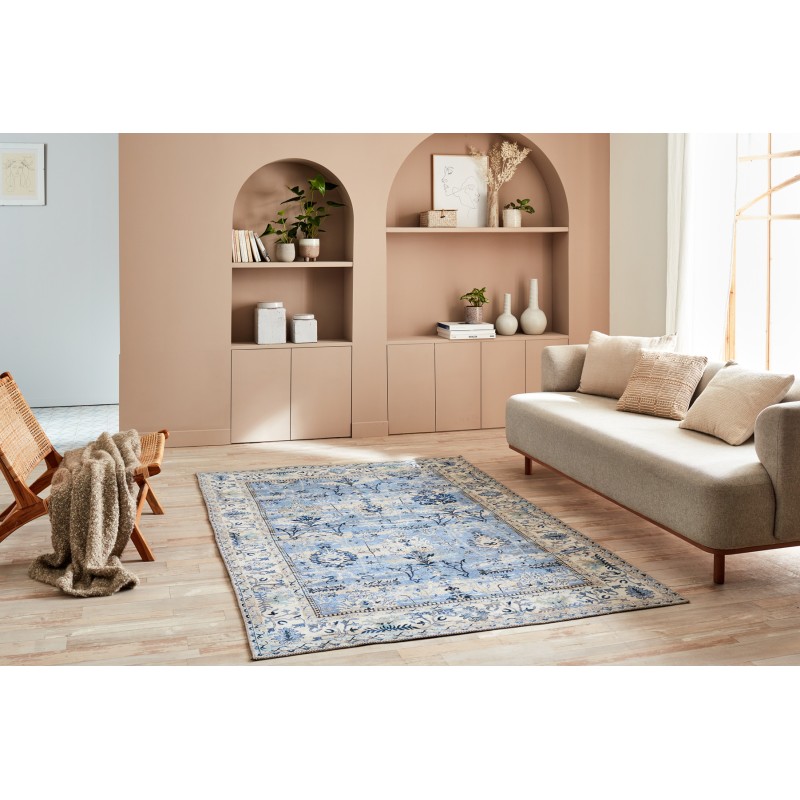 Tapis ERA bleu motif floral 200x290 cm