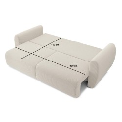 Canapé droit REFA convertible velours côtelé beige 3 places