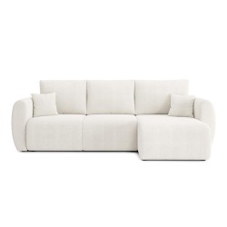 Canapé d'angle REFA convertible tissu bouclette blanc 4 places