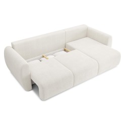 Canapé d'angle REFA convertible tissu bouclette blanc 4 places
