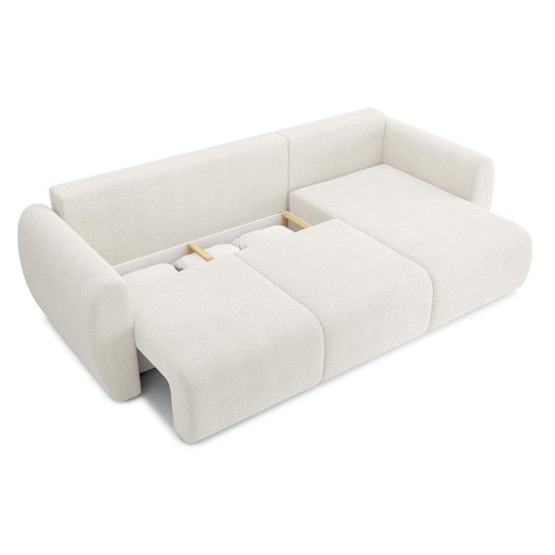 Canapé d'angle REFA convertible tissu bouclette blanc 4 places