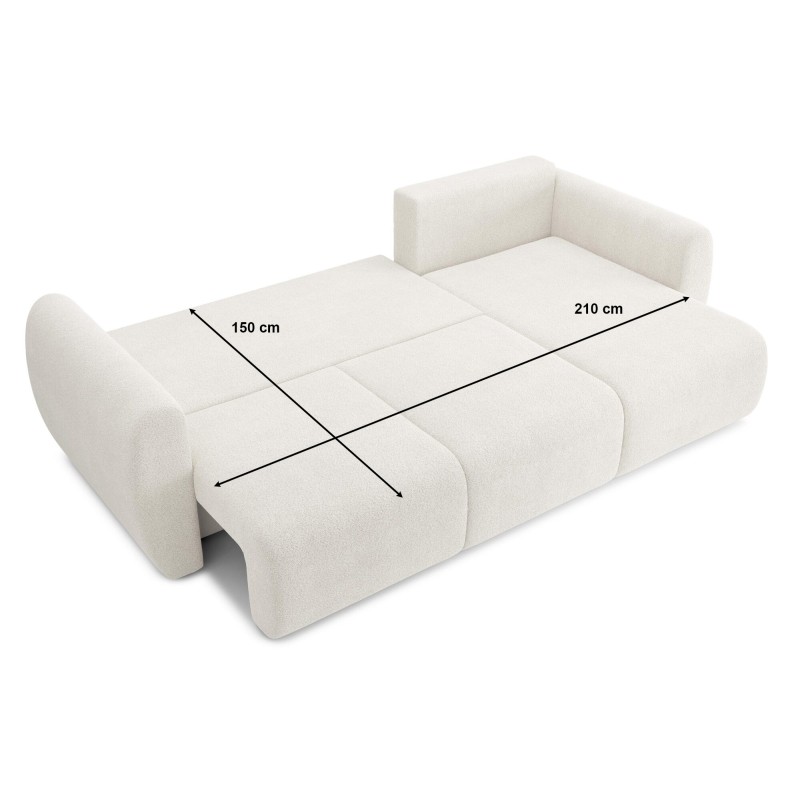 Canapé d'angle REFA convertible tissu bouclette blanc 4 places