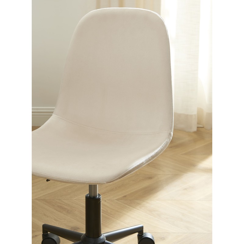 Chaise de bureau LENA velours beige 5 roulettes