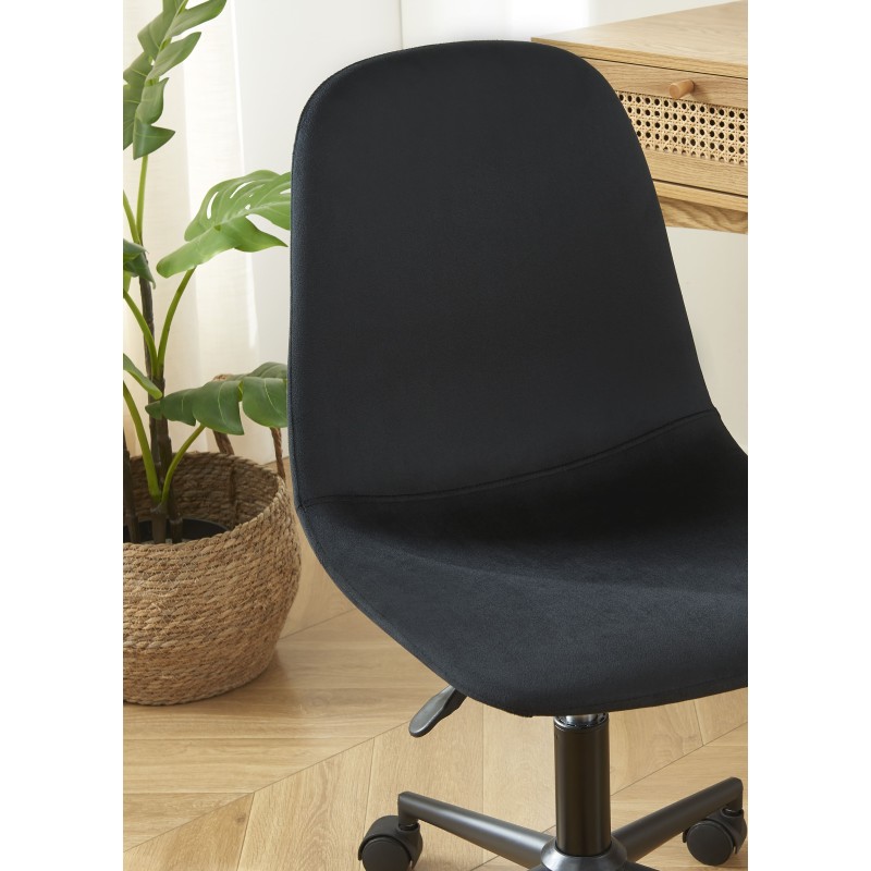 Chaise de bureau LENA velours noir 5 roulettes